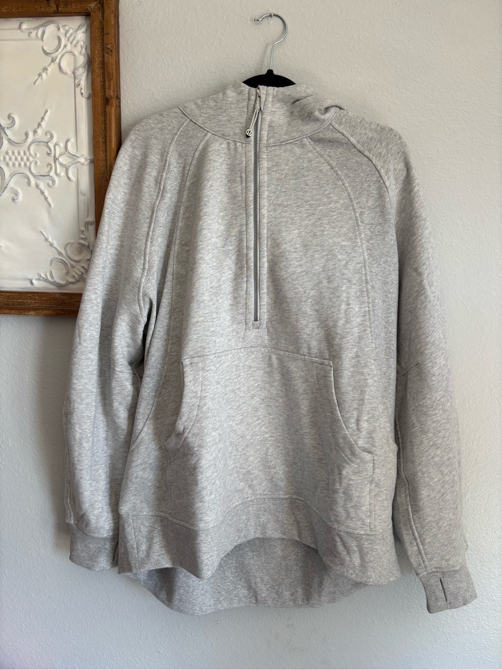 Lululemon women’s Scuba XL/XXL Oversized Half-Zip long Hoodie Heather Light Grey